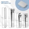 4PCS Professional Nail Clippers Set, Toenail Clippers & Fingernails & Nail File, Silver Nail Cutter, Sharpest Thick Toenail & Ingrown Nail Clipper Set, Best Travel and Gift for Men and Women