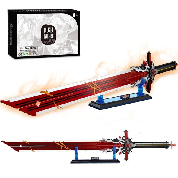 HIGH GODO Wolf Gravestone Sword Building Set, 41in Cosplay Anime Sword Building Set with Stand, Collection Model Sword Toy Gift for Adults Kids Ages 8+ (823 Pieces)