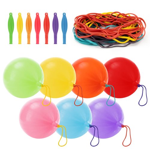 MAQIHAN 36PCS Punch Balloons for Kids - 16 Inch Punching Balloon Assorted Colors Latex Balloons with Rubber Band Handle Birthday Party Favors for Kids Goodie Bag Groovy Party Decorations