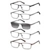 EYECEDAR 5-Pack Reading Glasses for Men Metal Rectangular Readers Eyeglasses Spring Hinges with Sun Readers Glasses Mens Readers 1.0