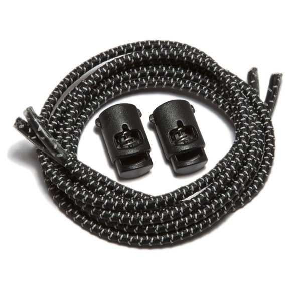 IBUNGEE LACES (Elastic No Tie Shoelaces (Reflective), (Black, 34-Inch)