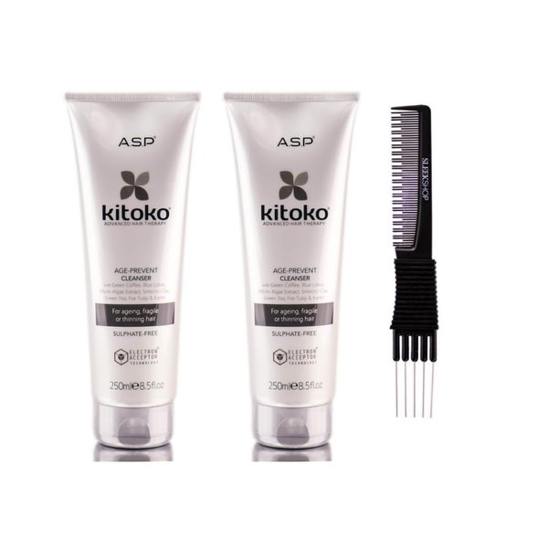 Asp Kitoko Age Prevent Cleanser (8.5 oz) with Teasing Comb Pack 2