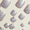 Generic Square Press on Toenails Short Shiny Fake Toe Nails Silver Glitters Stick on Toenails Full Cover Acrylic Toenail Kit for Women Girls Toenail Kit Cute Gel Toe Nails Supplies False Toe Nail Art