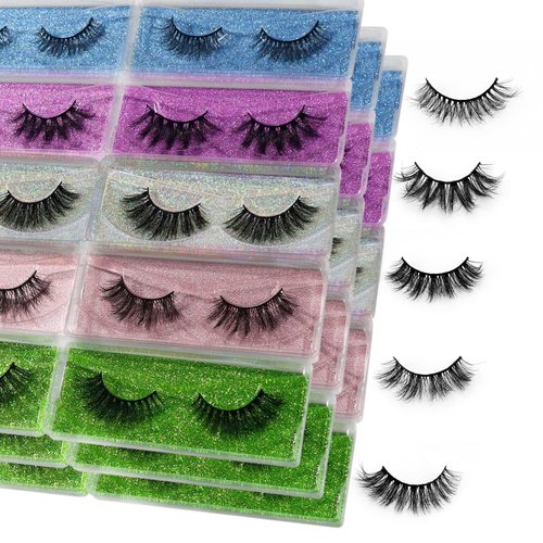 Fluffy Eyelashes Wholesale Bulk - 10/30/50/100 Pack Volume Wispy Lashes Natural Look False Strip Mink Lashes Eye Makeup (5 styles-30 pairs)