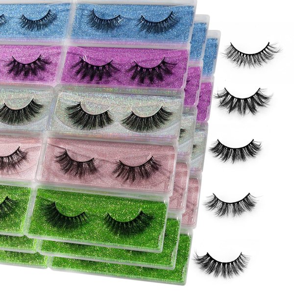 Fluffy Eyelashes Wholesale Bulk - 10/30/50/100 Pack Volume Wispy Lashes Natural Look False Strip Mink Lashes Eye Makeup (5 styles-30 pairs)