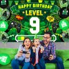 Level 9th Birthday Video Game Party Decorations Green Black Happy 9th Birthday Level Up Banner with 18Pcs Level 9 Game Theme Balloons for Boys Girls Game Party 9 Years Old Birthday Party Supplies