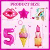 7 Pcs Pink Birthday Balloons for Girls,Princess Birthday Party Supplies,Girl Birthday Balloons Decorations,Hot Pink Balloons Set for Princess Doll Theme Party Birthday Party Baby Shower Supplies (5th)