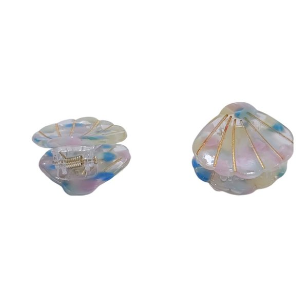 Seashell Hair Clip Clamp Claws for Short Thin Hair Styling Sea Shell Hair Claw Clips for Women Girls 2Pcs Seashell Hair Jaws Clips for Girls Mermaid Costumes Beach Hair Accessories