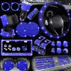 NBTEPEM 27 PCs Bling Car Accessories Set for Women, Steering Wheel Covers Universal Fit 15 Inch, Bling License Plate Frame, Phone Holder, Car Coasters(Blue Diamond)