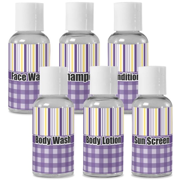 YouCustomizeIt Personalized Purple Gingham & Stripe Travel Bottles