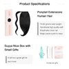 SUYYA Ponytail Extension Human Hair Wrap Around Clip in Hair Piece Ponytail Human Hair Straight Human Hair Ponytail with Magic Paste 80G 18 Inch #1 Jet Black