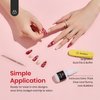 Beetles Red Press On Nails Medium - Supremely Fit & Natural Soft Gel Press on Nails Coffin, Red Glue on Nails with Nail Glue, Nail File, Stick in 14 Sizes - 28 Fake Nails Kit