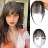 Bangs Hair Clip in Bangs 100% Real Human Hair Extensions Wispy Bangs French Bangs Clip on Air Bangs for Women (A-Brown Black, Wispy Bangs)
