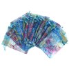 SumDirect 100Pcs Blue Organza Drawstring Bags Jewelry Pouches, Coralline Pattern Candy Chocolate Party Christmas Wedding Favor Gift Bags,3.5x4.7inches