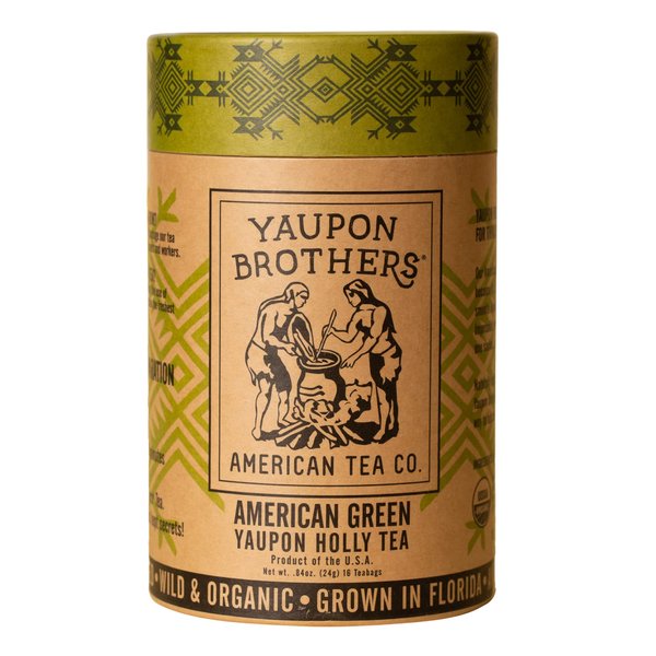 Yaupon Brothers American Green Yaupon Tea - 16 Eco-Friendly Organic Green Tea Bags Crafted from Antioxidant Rich Yaupon Organic Loose Leaf Green Tea & Caffeinated Loose Green Tea Leaves in Fiber Bags