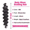 Unionbeauty 24 Inch 3 Pack Body Wave Braiding Hair Black Pre-Feathered Braiding Hair French Curl Crochet Braids Body Wave Crochet Hair for Boho Box Braids Synthetic Hair Extension Crochet Braids (1B#)