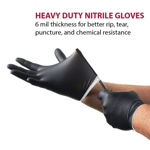 Venom Steel Industrial Nitrile Gloves, 6 mil, 2 Layer Rip Resistant, XL, 100 Count , Black