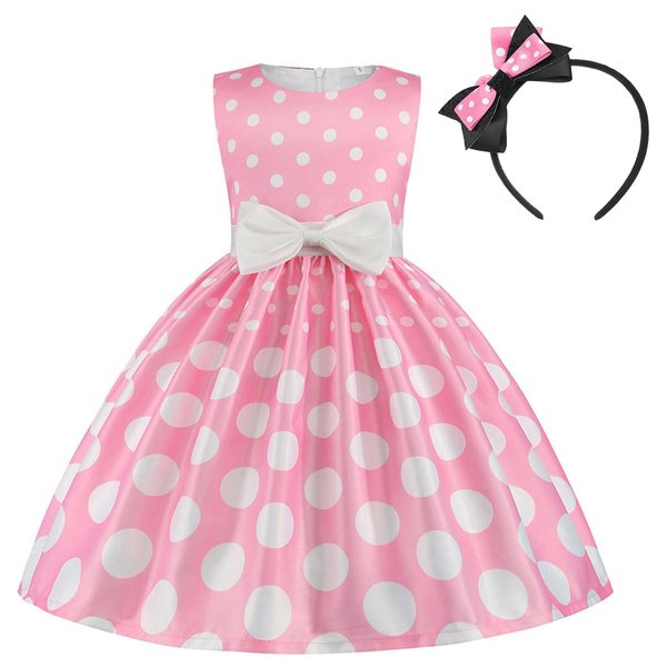 Toddler Little/Big Girls Vintage Polka Dots Christmas Princess Pageant Dress Cosplay Fancy Ballet Dance Leotard Tutu Birthday Casual Outfits W/3d Ear Baby Registry Gifts Pink-2pc 6-7 Years
