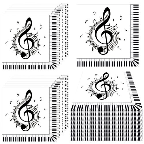 100Pcs Music Note Napkins Music Napkins Music Notes Party Supplies Disposable Music Party Napkins Musical Note Cocktail Luncheon Dinner Napkin for Music Themed Karaoke Music Birthday Party Decorations