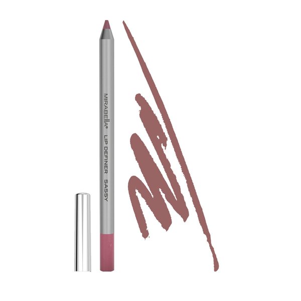 Mirabella Line & Define Lip Definer Lip Pencil, Smoothing & Moisturizing Retractable Lip Liner with Long-Lasting & Ultra-Creamy Formula, Antioxidants Vitamin C & E, & Built-In Sharpener, Sassy