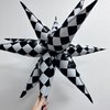 3 * 12PCS Black White Checkered Explosion Pointed Star Foil Balloons/4D Checkered Racing Balloons/Race Car Birthday Party Supplies/Las Vegas Casino Party/Father's Day Boys Birthday Party/Alice Theme