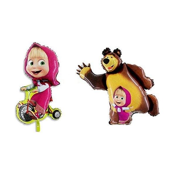 Must Have Set of Two Balloons Masha and the Bear, for Party Supplies and Birthday Globos Masha y el Oso
