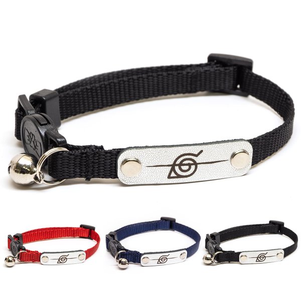 Naruto Cat Collars for Girl Cats, Boy Cats & Small Kitten Collar with Bell | Officially Licensed Naruto Shippuden Hidden Leaf Village Headband Breakaway Cat Collars for Naruto Gifts (Black, Rogue)