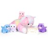5 Pieces Cat Stuffed Animals for Girls, 1 Big Colorful Mommy Cat with 4 Mini Kittens, Soft Plush Toys for Kids 3 4 5 6 7 8 9 Years, for Baby, Toddler, Girls, Boys