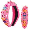 KICOSY Birthday Headband for Women Birthday Girl Headband Birthday Headband Tiara Pink Knot Headband for Girls Beaded Headband Candy Accessories Rhinestone Headbands for Women Party Decorations Gifts