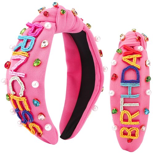 KICOSY Birthday Headband for Women Birthday Girl Headband Birthday Headband Tiara Pink Knot Headband for Girls Beaded Headband Candy Accessories Rhinestone Headbands for Women Party Decorations Gifts