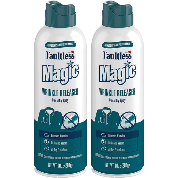 Magic Wrinkle Releaser (2 Pack) Say No to Ironing, Perfect for Travelers, Moms or Those On The Go, Static Electricity Remover + Fabric Refresher + Odor Eliminator + Wrinkle Remover, Fresh Scent