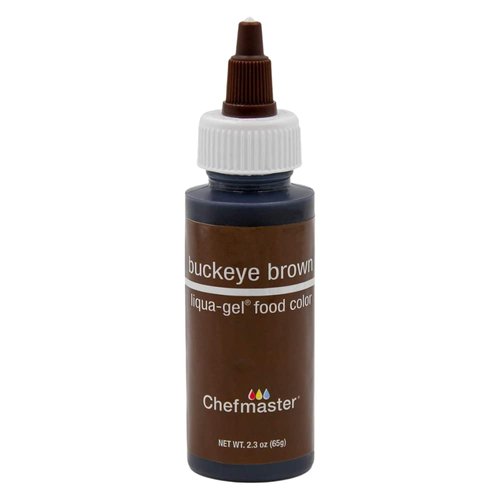 Chefmaster Buckeye Brown Liqua-Gel® Food Coloring | Vibrant Color | Professional-Grade Dye for Icing, Frosting, Fondant | Baking & Decorating | Fade-Resistant | Easy-to-Use | Made in USA | 2.3 oz