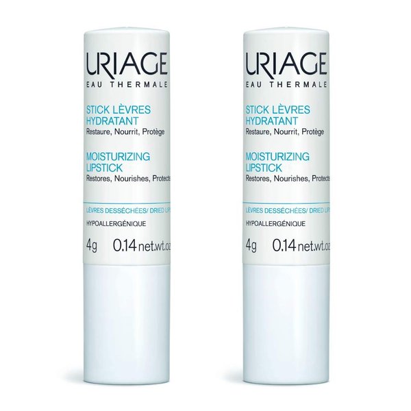 URIAGE Moisturizing Lipstick Pack of 2 x 0.14 oz. Each | Hydrating Care for Dry and Chapped Lips that Restores Immediate Comfort and Softness | Lip Balm with Shea Butter, Hyaluronic Acid and Vitamin C