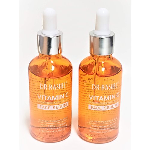 Dr Rashel Vitamin C Face Serum | Hyaluronic Acid , Firming and Anti Aging ( Pack of 2 ) + 1 Pair of Collagen Crystal Eye Mask