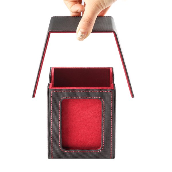 HSMH MTG Deck Box for Commander Display,Deck Box Fits 100 Double Sleeved Cards Applicable to All Card transactions Such as TCC/CCG/EDH (Black Red)