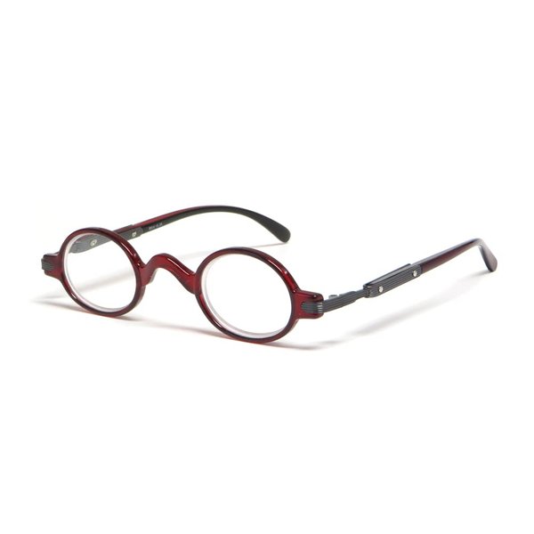 Calabria R314 Unisex Vintage Professor Oval Reading Glasses in Crystal Red +4.50