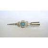 Generic Long turquoise blue stone silver metal tribal design alligator hair clip