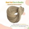 Human Hair Extensions Sew in Blonde Highlights Hair Weft Extensions Real Human Hair Light Ash Blonde Mixed with Platinum Blonde Balayage Bundles 12 Inch 80grams Hand Tied Blonde Hair Weave