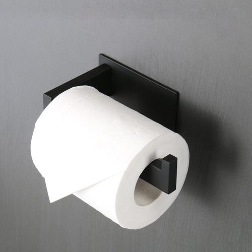 Vanloory Toilet Paper Holder, Self Adhesive Tissue Holder Stainless Steel Rustproof Paper Roll Holder, No Drilling Easy to Install, Toilet Paper Rack Suitable for Office, Bathroom (2, Matte Black)
