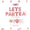 JOPARY Tea Party Decorations with LET'S PAR TEA Aluminum Foil Balloons Floral Tea Party Hanging Decorations Latex Balloons and Teapots Teacups Cupcake Toppers for Lets Par-Tea Party Decor