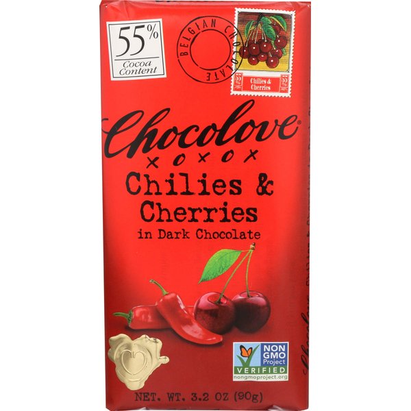 Chocolove Dark Chilies & Cherry Bar 3.2 Oz