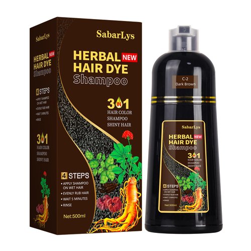 Instant Hair Dye Shampoo 3 in 1,Hair Dye Shampoo for Gray Hair Coverage-Herbal Ingredients Hair Color Shampoo,Black Hair Dye-Long Lasting-Coloring in Minutes for Women Men (Dark Brown)