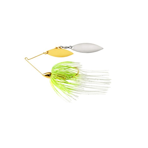 War Eagle Custom Lures WE12SEGW02 1/2Se Double Willow Gold Frame Artificial Fishing Bait, White Chartreuse