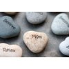 Mom Engraved Stone Heart Shaped Inspirational Sandblast Stone, Perfect Gorgeous Mothers day Birthday Unique Gift Ideas, Natural Beach Pebble Rock