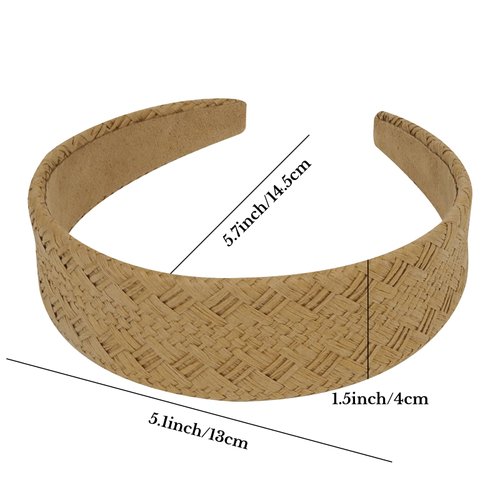 ACO-UINT 4 Pack Straw Headbands for Women, Plain Headbands Wide Headbands with Soft Fabric Fashion Head Bands for Women’s Hair, Thick Headbands for Girls Hair Accessories for Women Girls