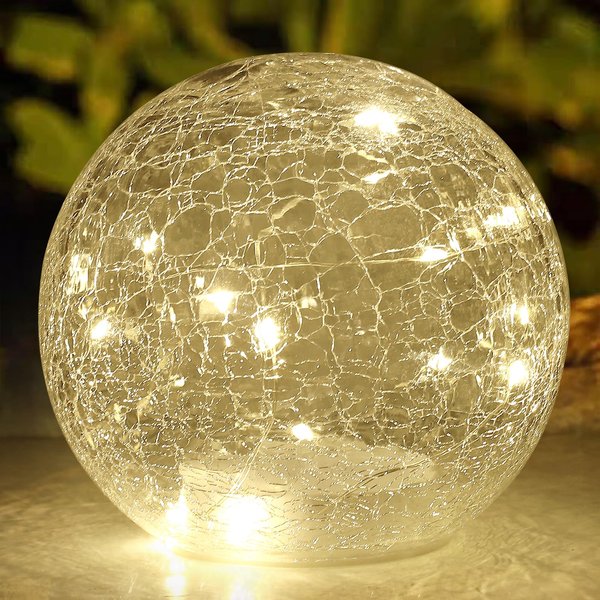 Globe Lamp Crackle Glass Light Warm White Night Lamp for Bedroom Living-Room Dresser Nursery Kitchen Garden Restaurant Modern Glass Decoration Glass Craft (1 Pack)