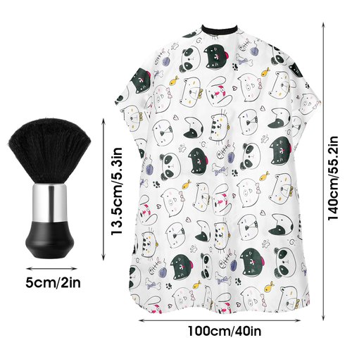 DSLSQD Kids Barber Cape, Professional Hair Cutting Cape Kids Haircut Cape with Neck Duster Brush Cartoon Haircut Cape with Adjustable Snap Closure for Home Salon Barber Supplies (B)