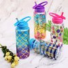 Home Tune Cute Water Bottle with Straw, BPA FREE Tritan &Leak Proof & Carry Handle & Pretty Design, 32oz/950ml (Colorful)