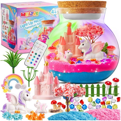Light-Up Unicorn Terrarium Kit for Kids: Birthday Gifts for Girl Ages 4 5 6 7 8-12 Year Old Girl Gift Unicorn Toys for Girls Age 4-6 Easter Gifts for Kids - Arts and Crafts for Kids (Unicorn)