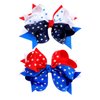 Girl Hair Clip Hair Bows Grosgrain Ribbon Hair Bow Hair Accessories for 4th of July 2 Pack ZFJ24 (Star Set)